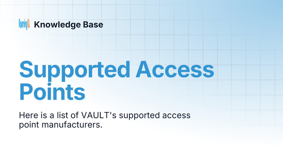 Supported Access Points | Knowledge Base
